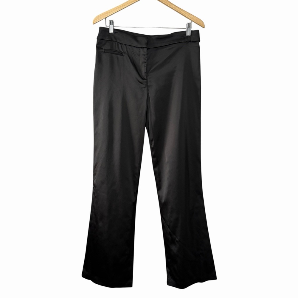 VTG MSK Women's Black‎ Satin Dress Pants Size 8 Flare Leg Style 36831 Made USA